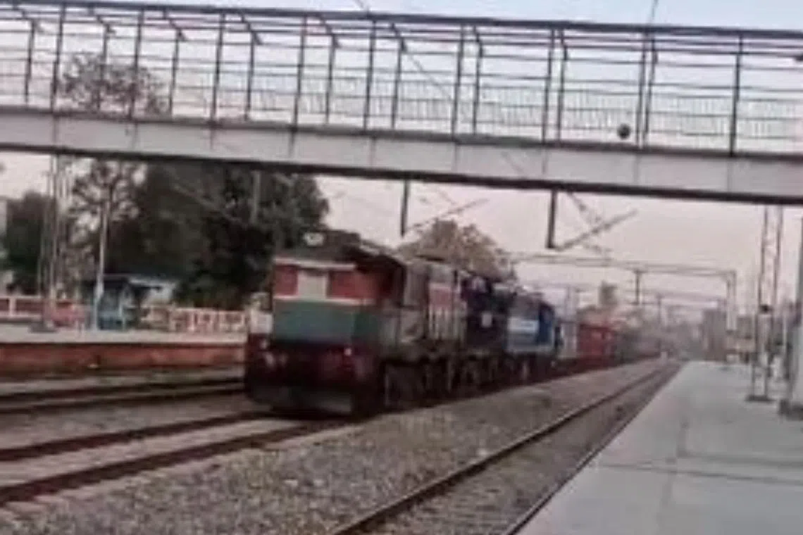 The train, running at 100kmh, was captured in a video that went viral on social media.
