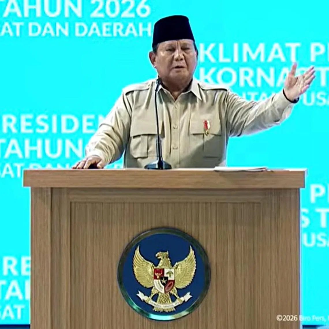 Indonesia President Prabowo Subianto urged leaders to serve the public.