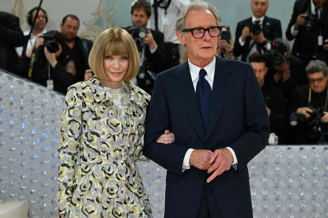 Vogue's editor-in-chief Anna Wintour and British actor Bill Nighy at the 2023 Met Gala at the Metropolitan Museum of Art on Monday.
May 1, 2023, in New York. -  (Photo by Angela WEISS / AFP)
