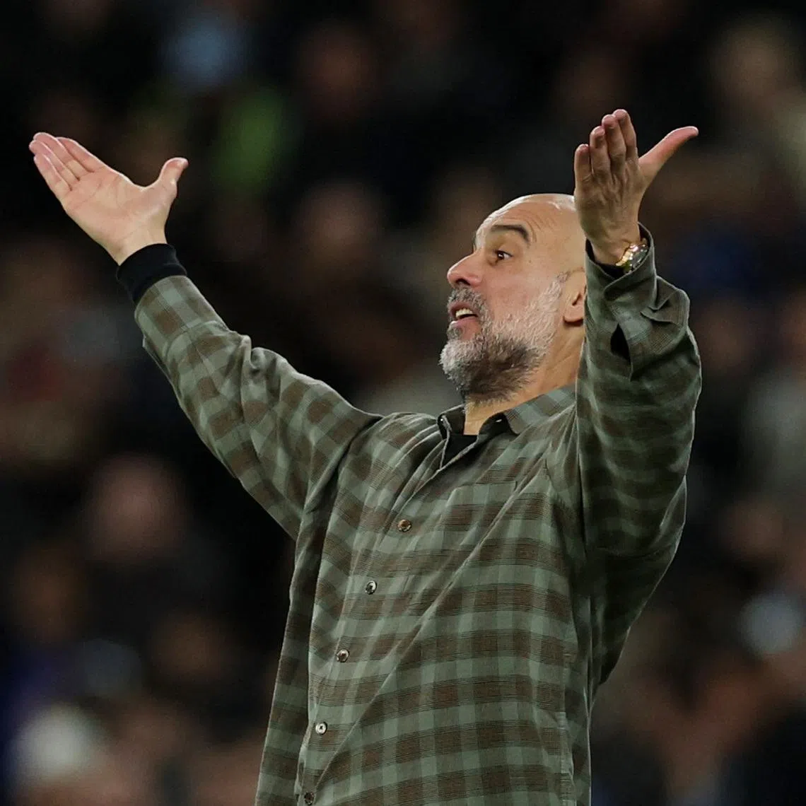 Soccer Football - UEFA Champions League - Round 16 - Second Leg - Manchester City v Real Madrid - Etihad Stadium, Manchester, Britain - March 17, 2026 Manchester City manager Pep Guardiola REUTERS/Phil Noble