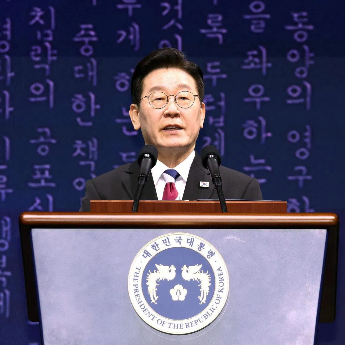 South Korea's President Lee Jae Myung speaks during a ceremony marking the 107th anniversary of the March 1st Independence Movement Day in Seoul on March 1, 2026.