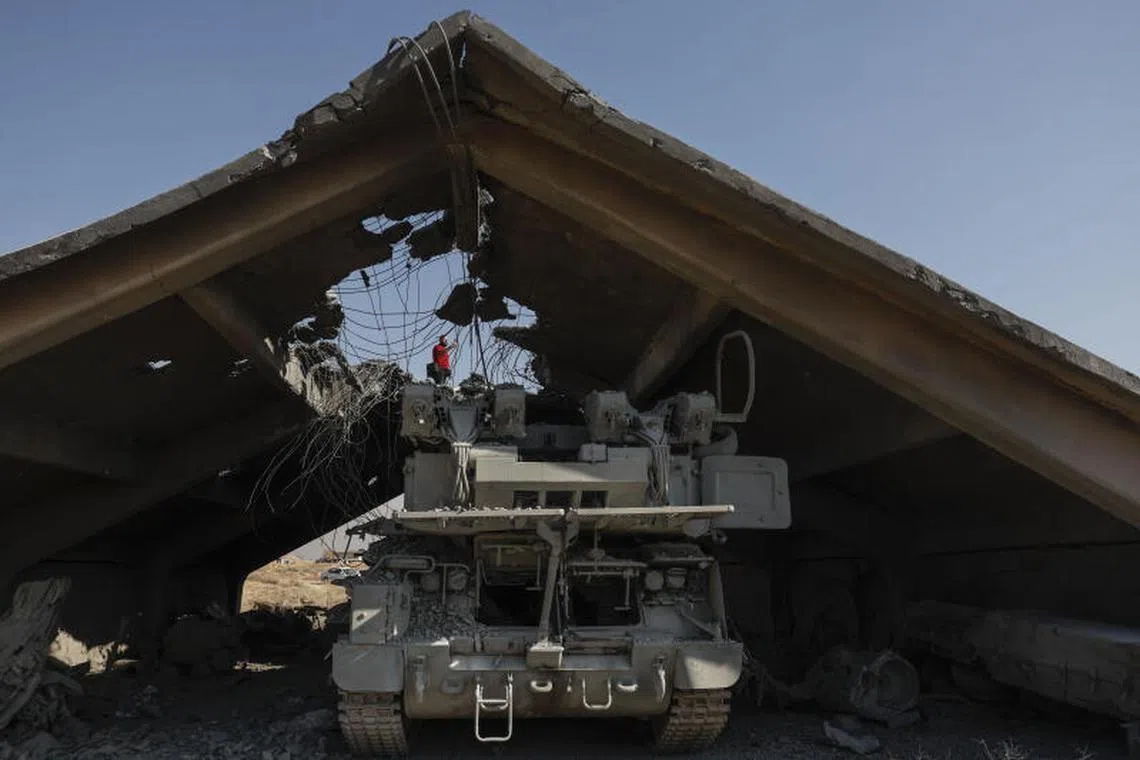 epa11781518 A military tank at the Mezzeh Air Base on the outskirts of Damascus, Syria, 16 December 2024. After Syrian rebels ousted President Bashar al-Assad on 08 December 2024, the Israeli military carried out strikes throughout Syria to destroy what remained of the Assad regime's military arsenal. EPA-EFE/ANTONIO PEDRO SANTOS

