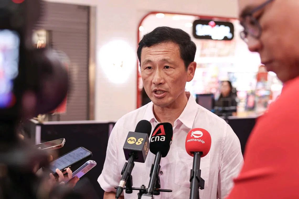 Health Minister Ong Ye Kung speaking to the media on the sidelines of the Agency for Integrated Care’s Life Unstoppable roadshow at the Nex mall in Serangoon.