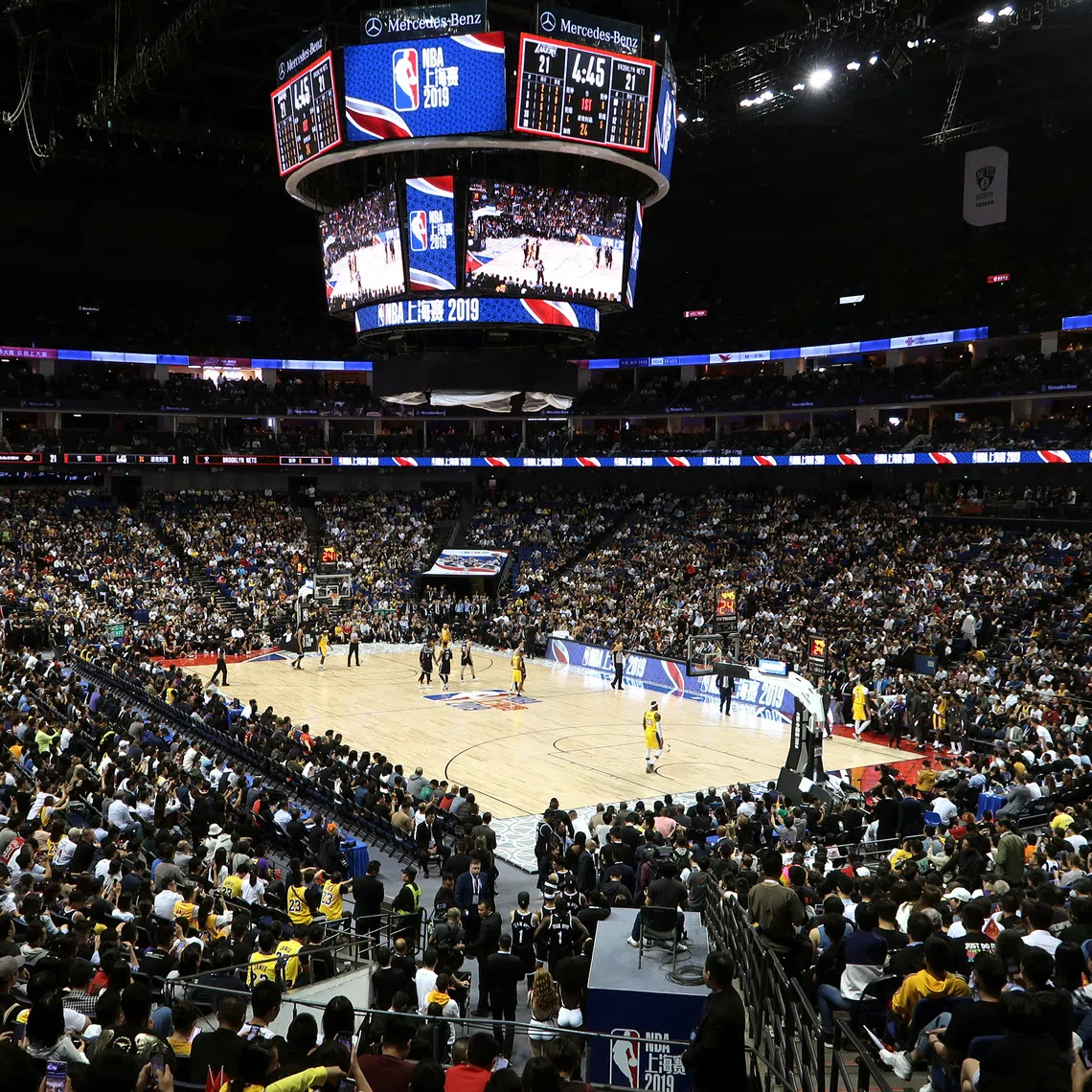Basketball - NBA China Games - Los Angeles Lakers v Brooklyn Nets - Mercedes-Benz Arena, Shanghai, China - October 10, 2019. General view of the venue during the game. REUTERS/Xihao Jiang
