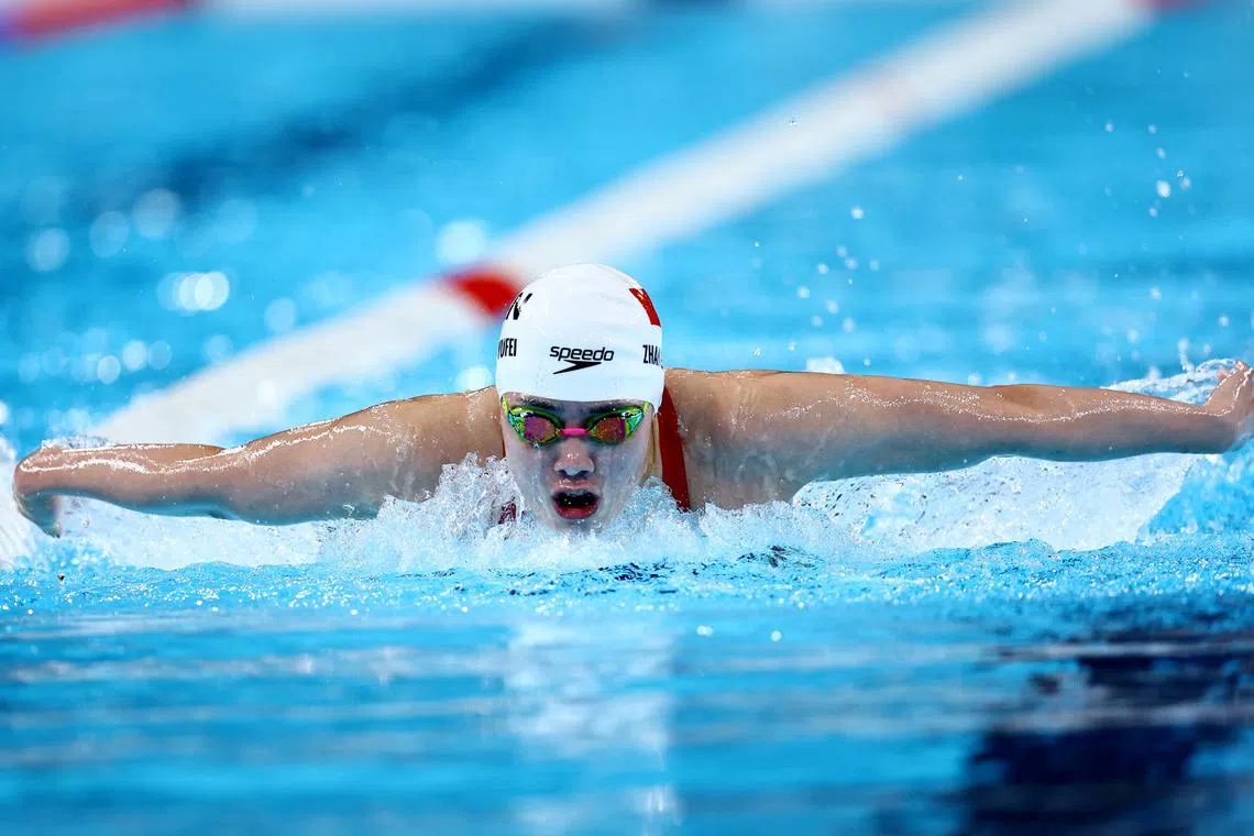Paris 2024 Olympics - Swimming - Women's 200m Butterfly - Heats - Paris La Defense Arena, Nanterre, France - July 31, 2024. Zhang Yufei of China in action. REUTERS/Evgenia Novozhenina