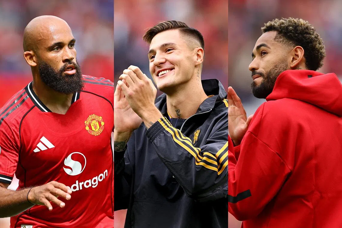 United strikers (from left) Bryan Mbeumo, Benjamin Sesko and Matheus Cunha.