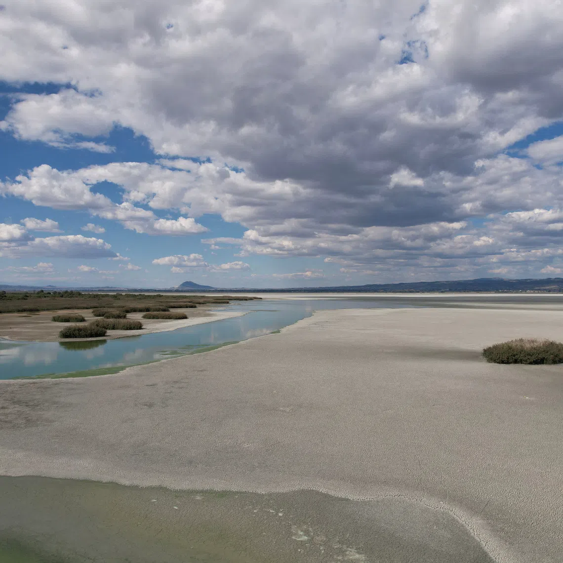 A drone view shows the dried-up Lake Koroneia, Greece, September 23, 2026. REUTERS/Alexandros Avramidis