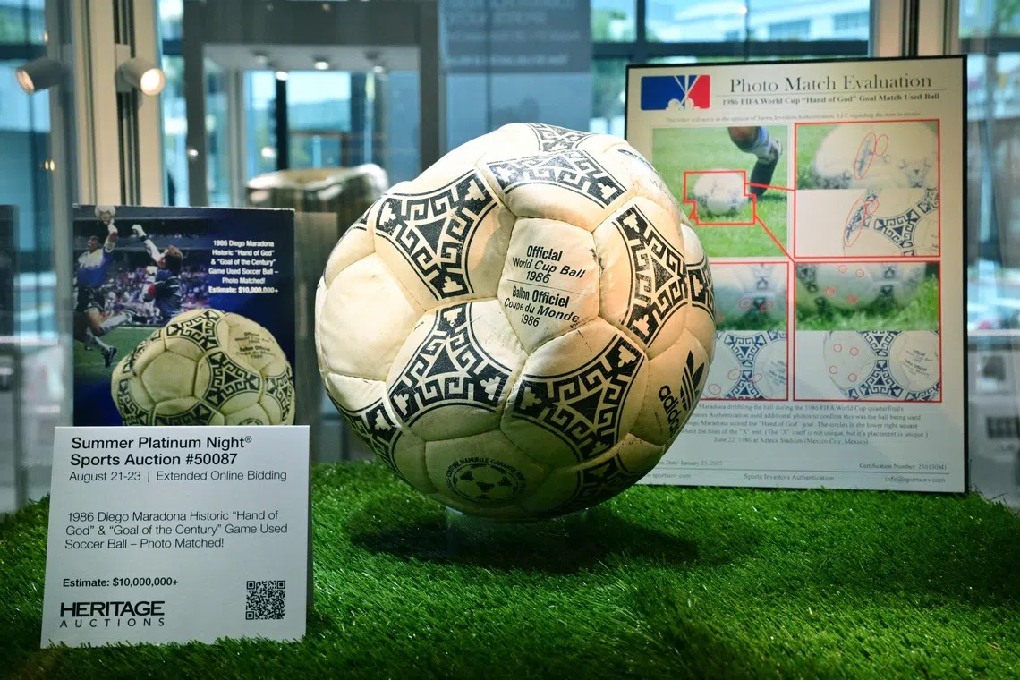 The ball that was used in the 1986 World Cup match between Argentina and England during will be put on auction in August.