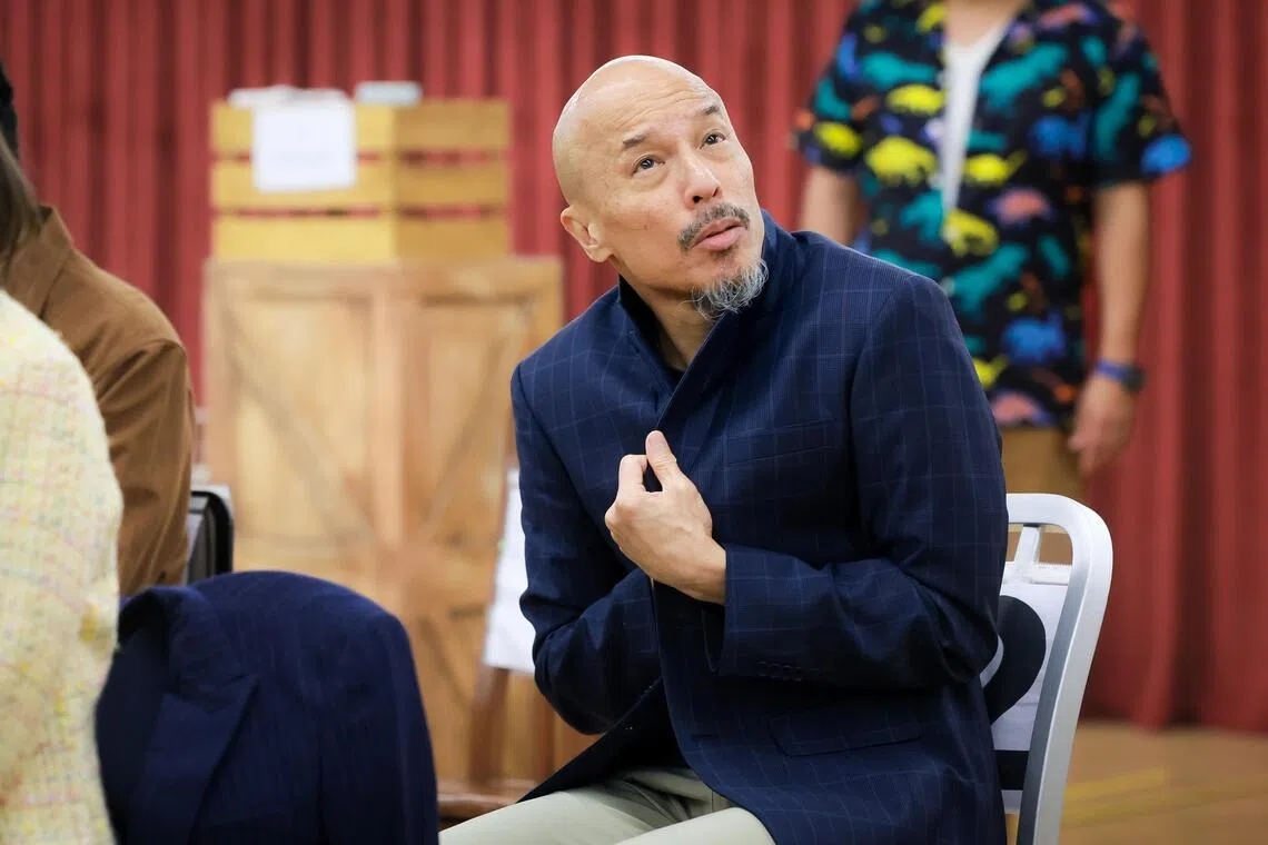 Veteran actor Lim Yu-Beng in a rehearsal for Come From Away, which plays from Sept 11 to 27 at the Victoria Theatre.