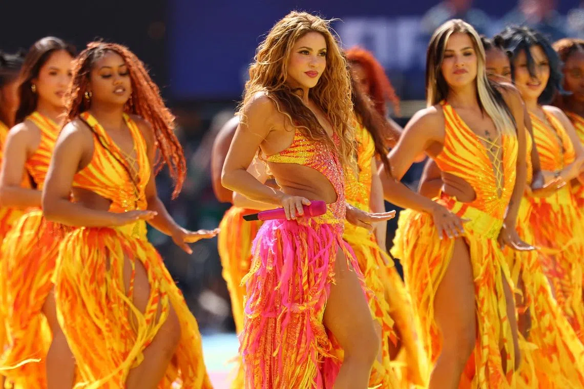 Shakira performing during the half-time show.