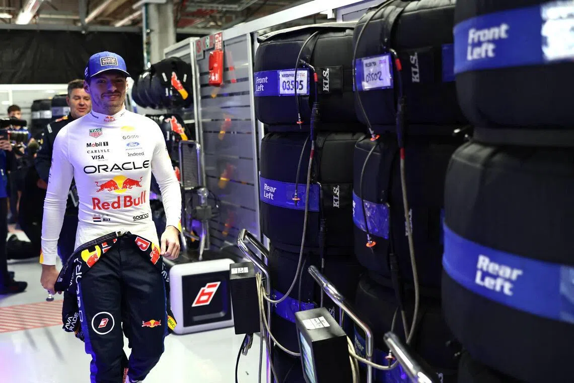 Max Verstappen of the Netherlands and Red Bull in the garage during qualifying ahead of the Formula One Grand Prix of Canada at Circuit Gilles-Villeneuve on May 23, 2026, in Montreal, Quebec.