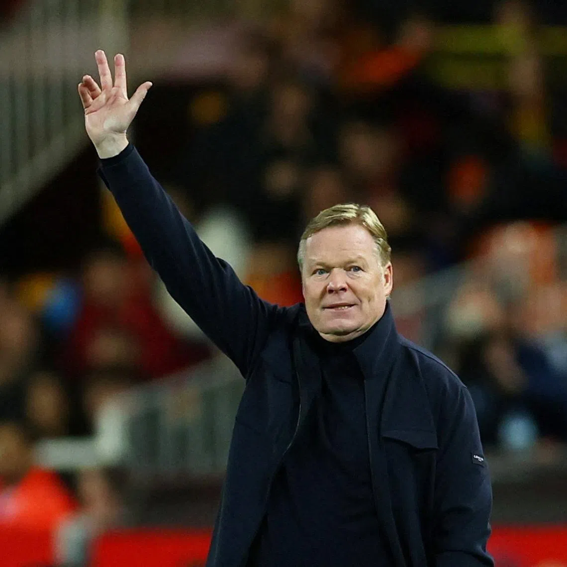 FILE PHOTO: Soccer Football - Nations League - Quarter Final - Second Leg - Spain v Netherlands - Estadio de Mestalla, Valencia, Spain - March 23, 2025 Netherlands coach Ronald Koeman reacts during the match REUTERS/Albert Gea/File Photo