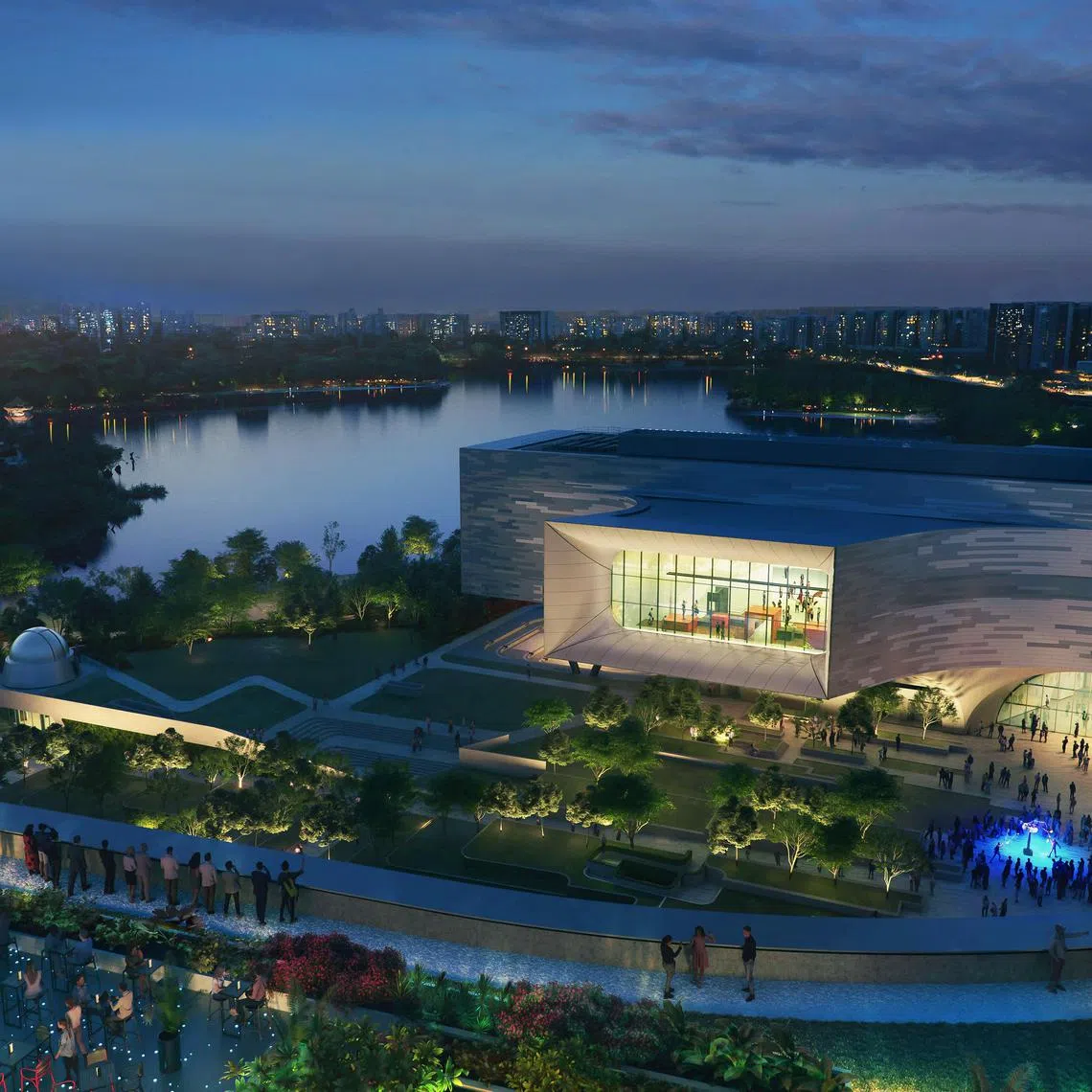 etscience01 - Artist's impression of the night view from one of the rooftop gardens at the new Science Centre.




Credit: Science Centre Singapore