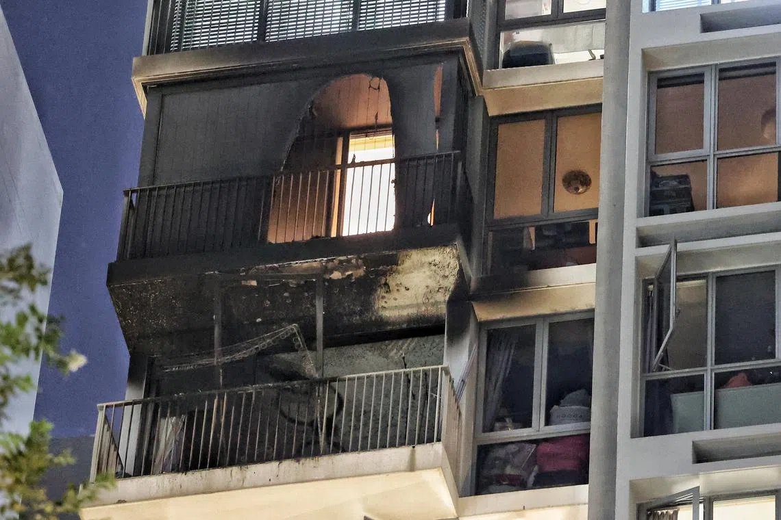 The SCDF was alerted to the fire at around 9.15pm at Block 13 Anchorvale Crescent, where the Bellewaters condominium is located.