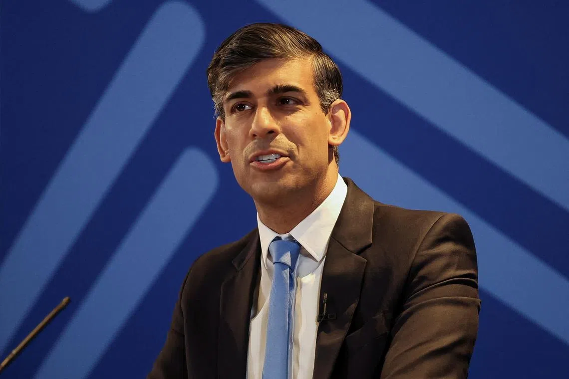 British Prime Minister Rishi Sunak speaks during a Conservative general election campaign event, in Edinburgh, Scotland, Britain June 24, 2024. REUTERS/Phil Noble/Pool