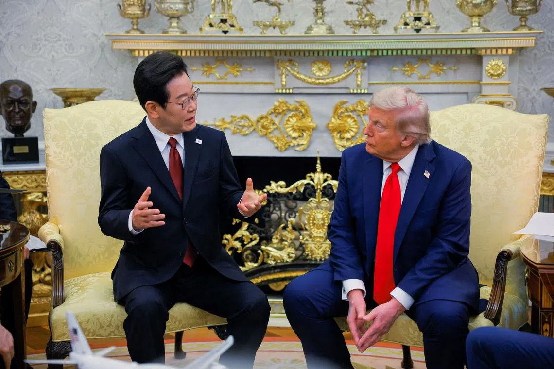 South Korean President Lee Jae Myung meeting US President Donald Trump at the White House on Aug 25.