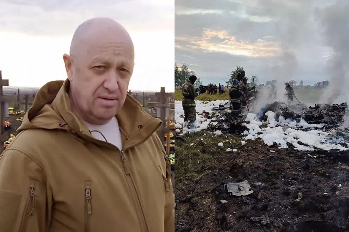 Wagner chief Yevgeny Prigozhin's name was on the passenger list of an aircraft that crashed in Russia.