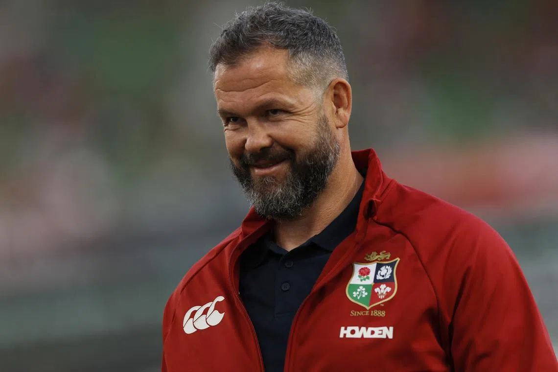 FILE PHOTO: Rugby Union - British & Irish Lions v Argentina - Aviva Stadium, Dublin, Ireland - June 20, 2025  British & Irish Lions head coach Andy Farrell during the warm up before the match REUTERS/Clodagh Kilcoyne/File Photo