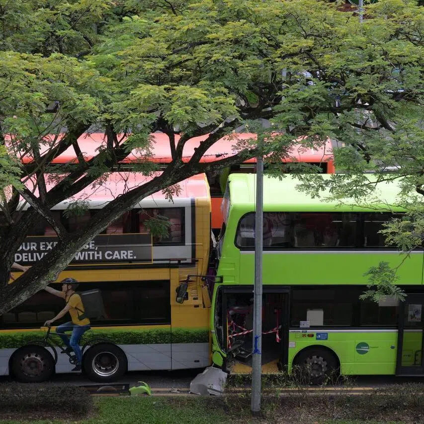 Two double-decker buses were involved in a traffic accident near Block 425, Jurong West Avenue 1 on the morning of Dec 14.