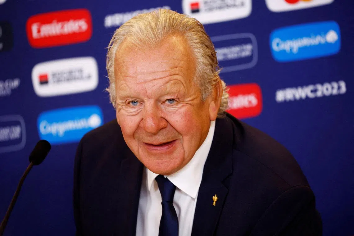 FILE PHOTO: Rugby Union - Rugby World Cup Tournament Opening Press Conference - Roland Garros, Paris, France - September 4, 2023 Chairperson of World Rugby, Bill Beaumont during the press conference REUTERS/Sarah Meyssonnier/File Photo