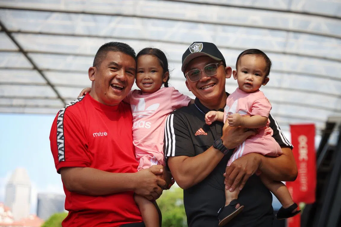 Muhd Shazlizan Mohd Salleh (second from right), with (from left) his father Muhammad Salleh Bin Ramdan, and daughters Sufya Nadyne and Safaa Naura, at the Dad’s Day Out 2025 event on June 15.