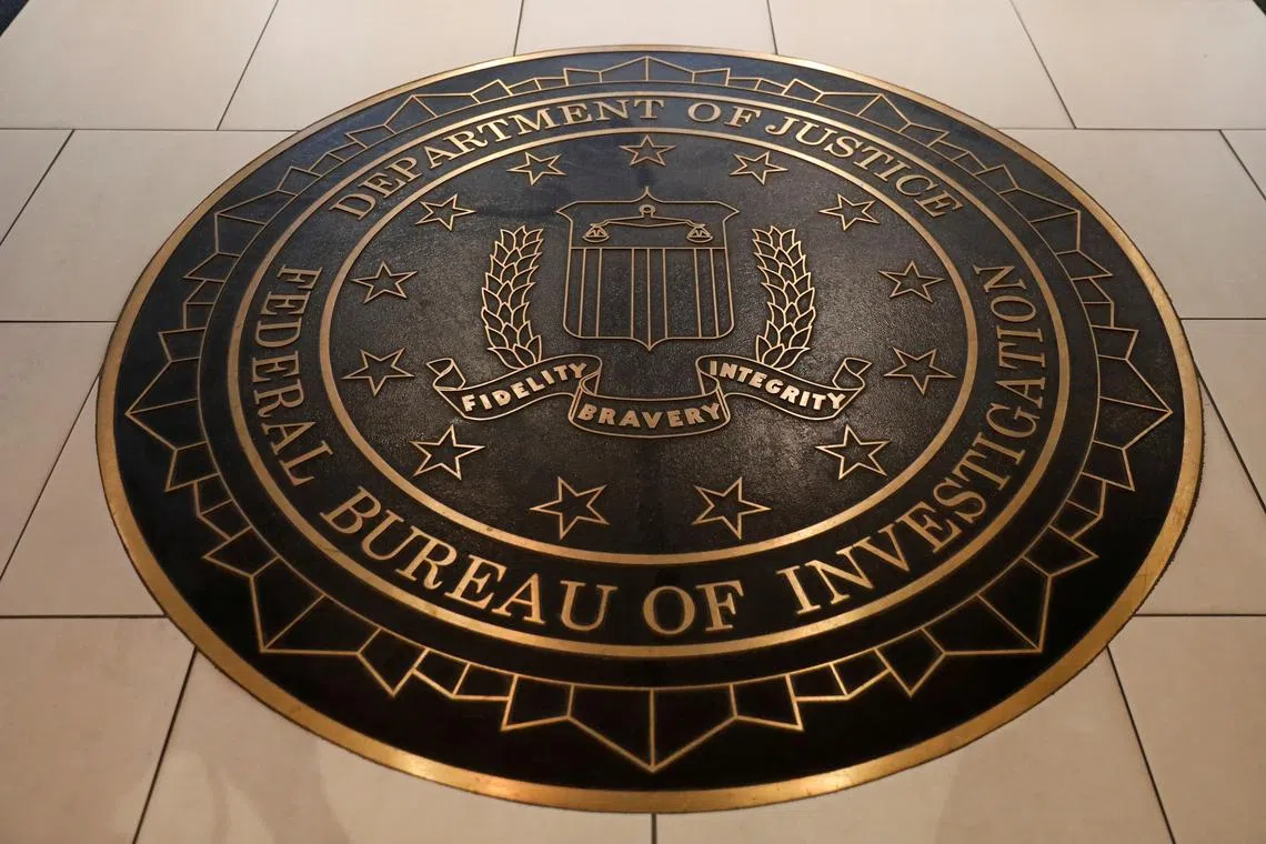 FILE PHOTO: The Federal Bureau of Investigation seal is seen at FBI headquarters in Washington, U.S. June 14, 2018.    REUTERS/Yuri Gripas/File Photo