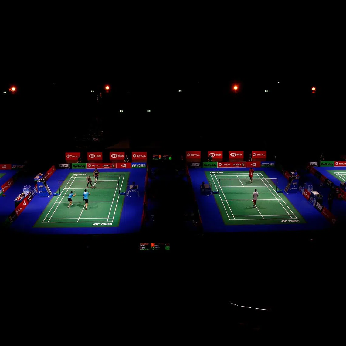 2019 Badminton World Championships - St. Jakobshalle Basel, Basel, Switzerland - August 20, 2019. General view of the four courts. REUTERS/Arnd Wiegmann