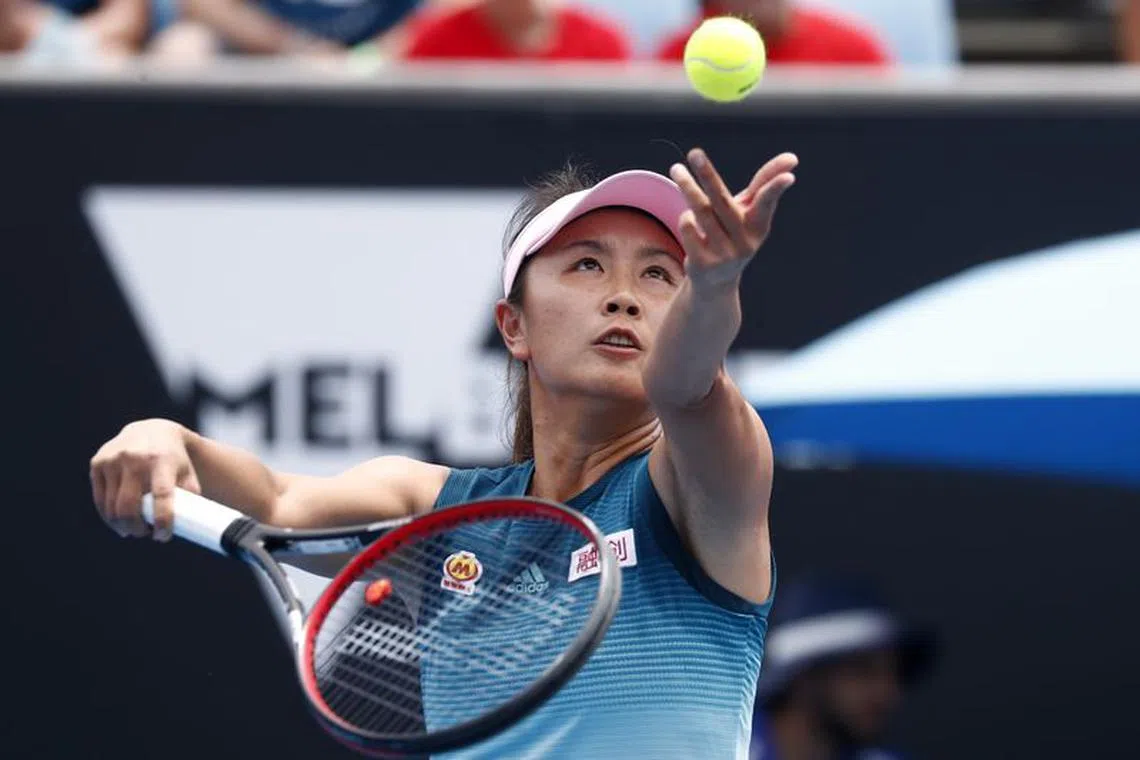 Tennis - Australian Open - First Round - Melbourne Park, Melbourne, Australia, January 15, 2019. China’s Peng Shuai serves during the match against Canada’s Eugenie Bouchard. REUTERS/Edgar Su/File photo