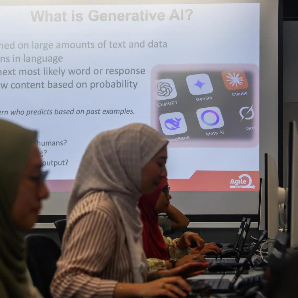 Yayasan Mendaki staff attending a generative AI class at SUTD on March 18.