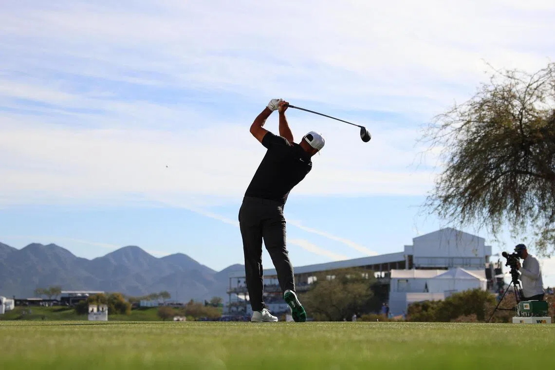 Brooks Koepka of the United States tees off hole 17 during the second round of the WM Phoenix Open.