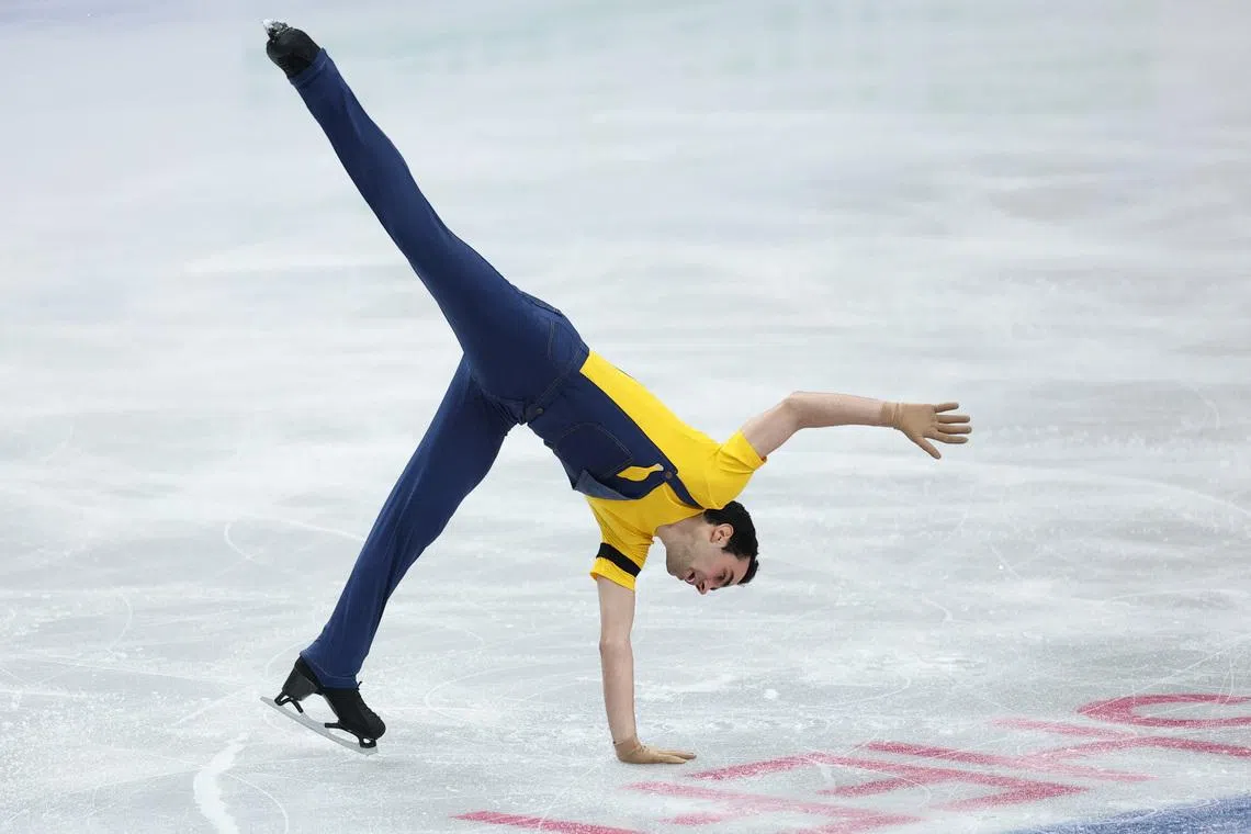Figure Skating - ISU Figure Skating European Championships - Sheffield Arena, Sheffield, Britain - January 15, 2026 Spain's Tomas-Llorenc Guarino Sabate performs during the men's short program Action Images via Reuters/Andrew Boyers