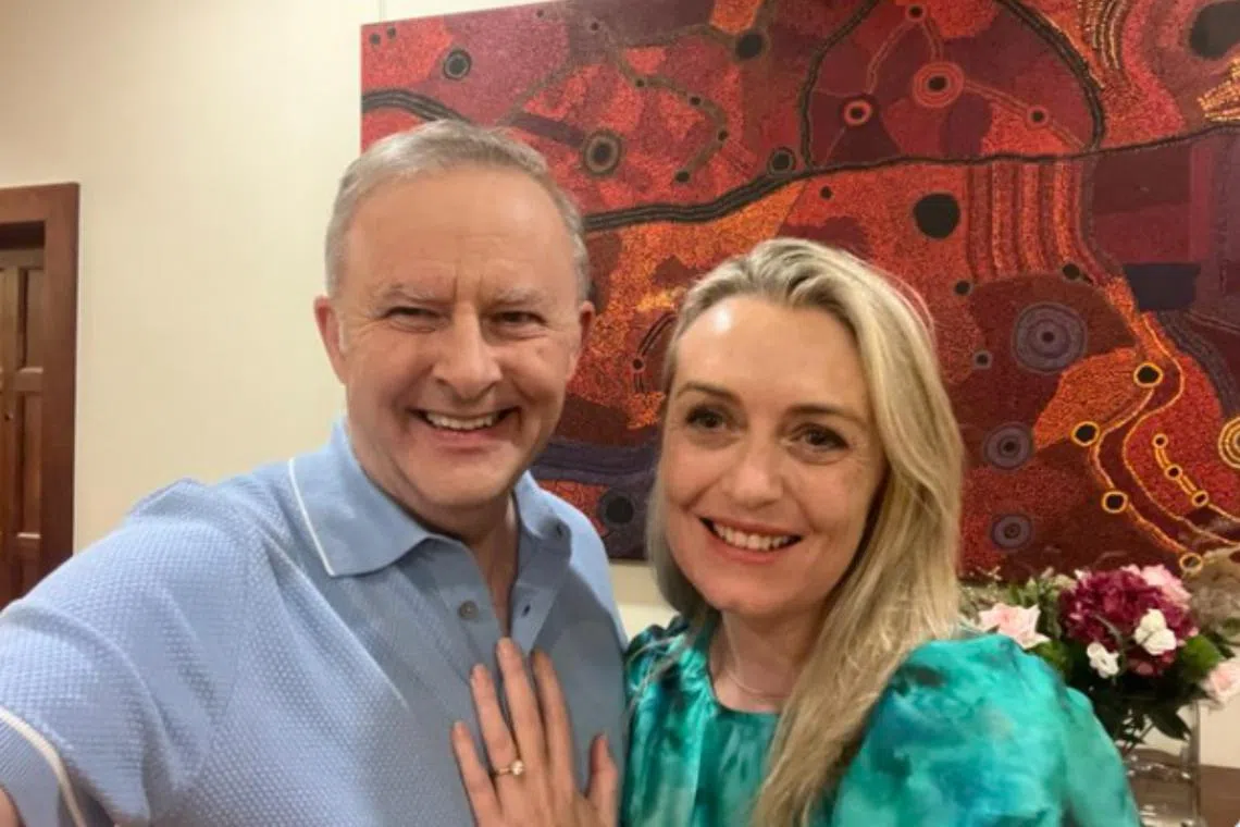 Beneath the announcement he posted a selfie, reportedly taken on Valentine’s Day, of the pair smiling into the lens. 