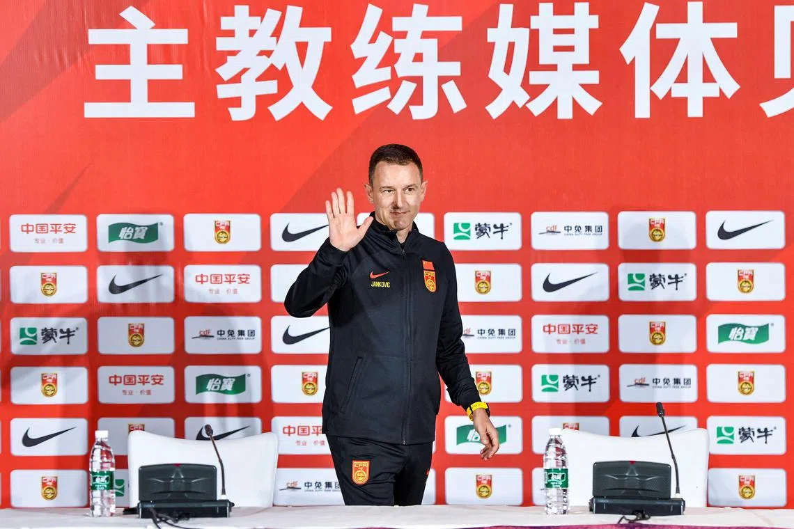 Aleksandar Jankovic, new head coach of China's men's soccer team, at a news conference in Haikou, Hainan on March 1, 2023. He says Chinese players need to improve their fitness.
