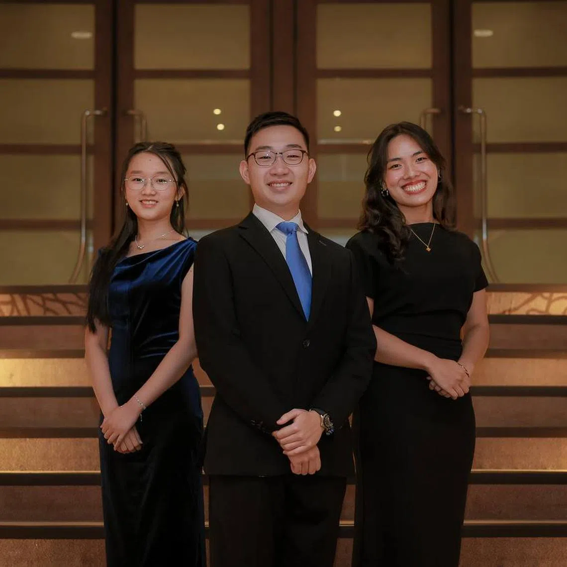 (From left) Ms Hilary Chee, Mr Kaleb Teo and Ms Clarissa Nguyen are the three President’s Scholarship recipients for 2025.