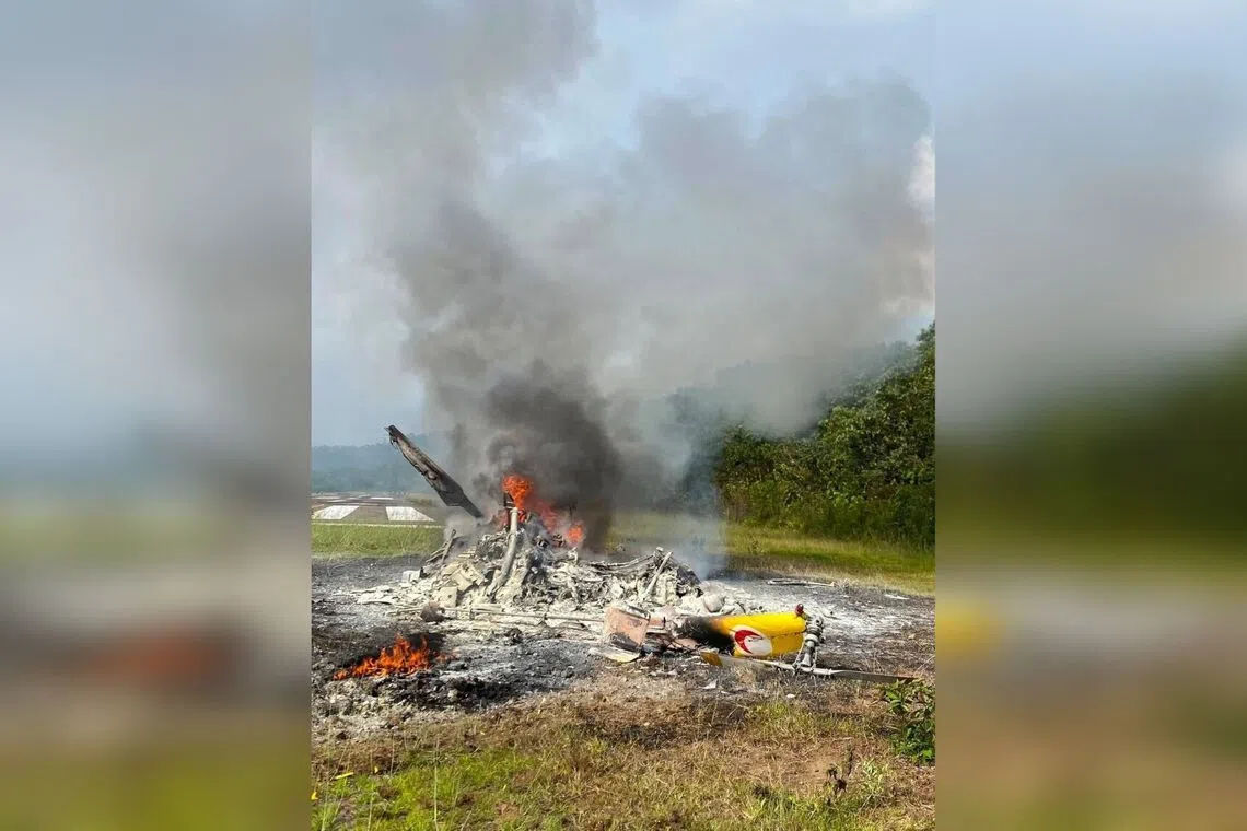 Four Malaysian health ministry personnel and one pilot were on board the BO-105 helicopter.