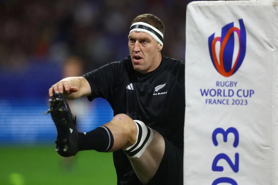 Rugby Union - Rugby World Cup 2023 - Pool A - New Zealand v Italy - Groupama Stadium, Lyon, France - September 29, 2023 New Zealand's Brodie Retallick during the warm up before the match REUTERS/Paul Childs/File Photo