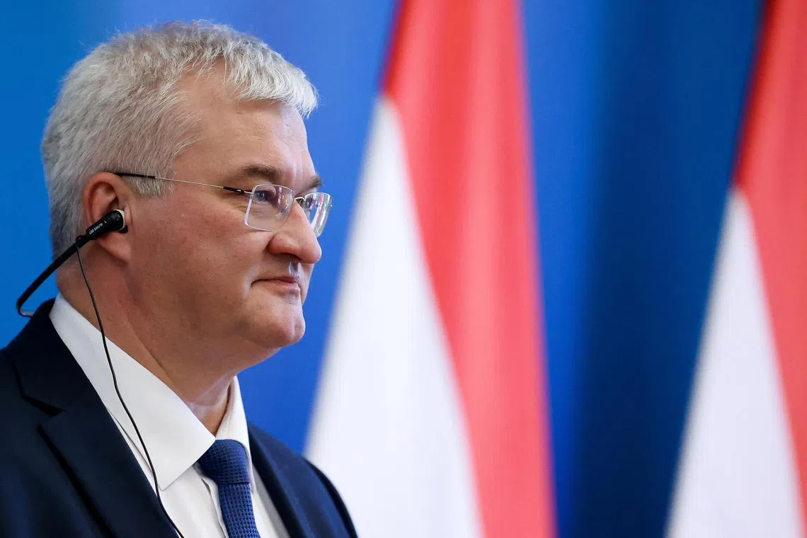 FILE PHOTO: Ukraine's Foreign Minister Andrii Sybiha attends a joint press conference with Hungary's Foreign Minister Peter Szijjarto (not pictured), in Budapest, Hungary September 30, 2024. REUTERS/Bernadett Szabo/File Photo