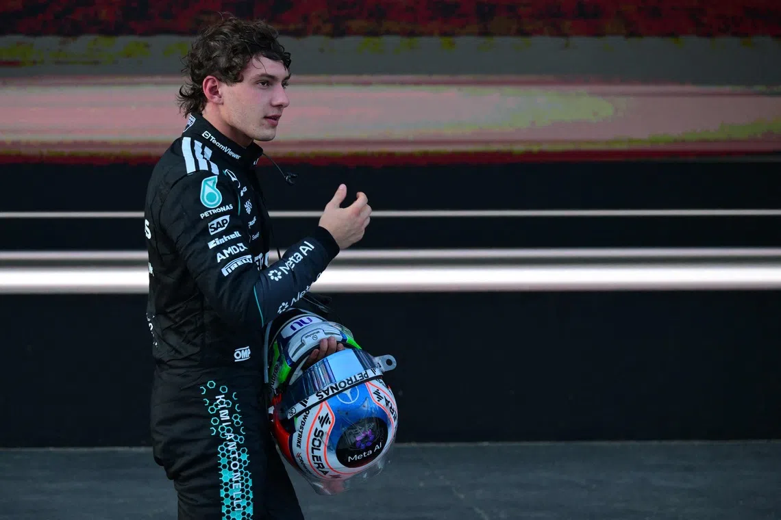 Mercedes’ Italian driver Kimi Antonelli leads teammate George Russell by 66 points following the Briton’s commanding triumph in Baku.