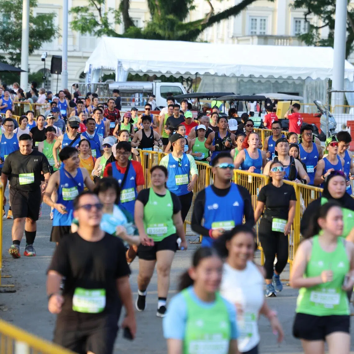 Runners taking part in the 2025 Standard Chartered Singapore Marathon on Dec 7. This year's event has a new title sponsor in BYD.