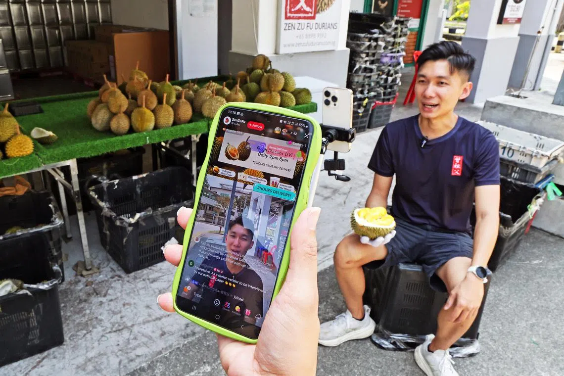 Mr Raay Lim started live selling durians on TikTok in 2023. 