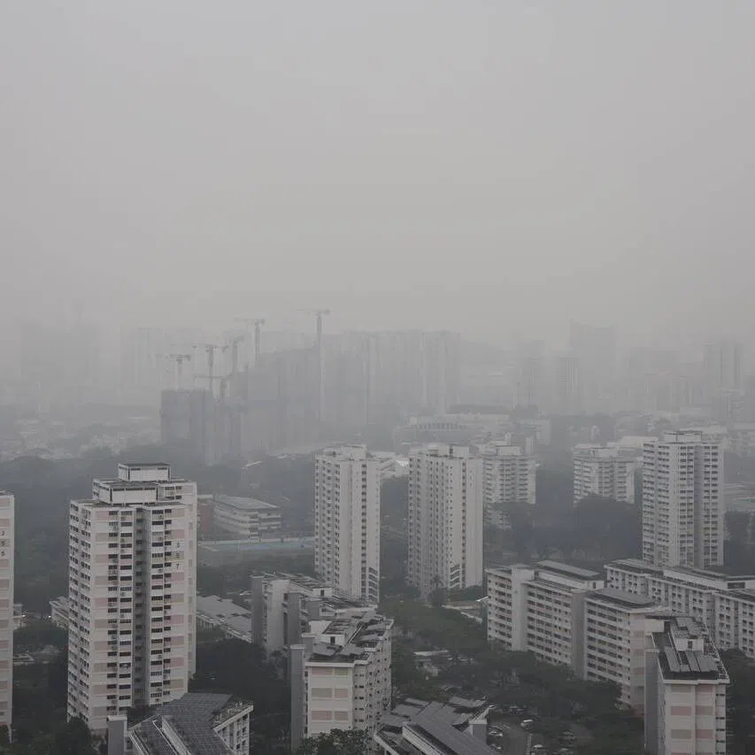 Hazy conditions seen from Clementi area at about 7.05am on Oct 15.