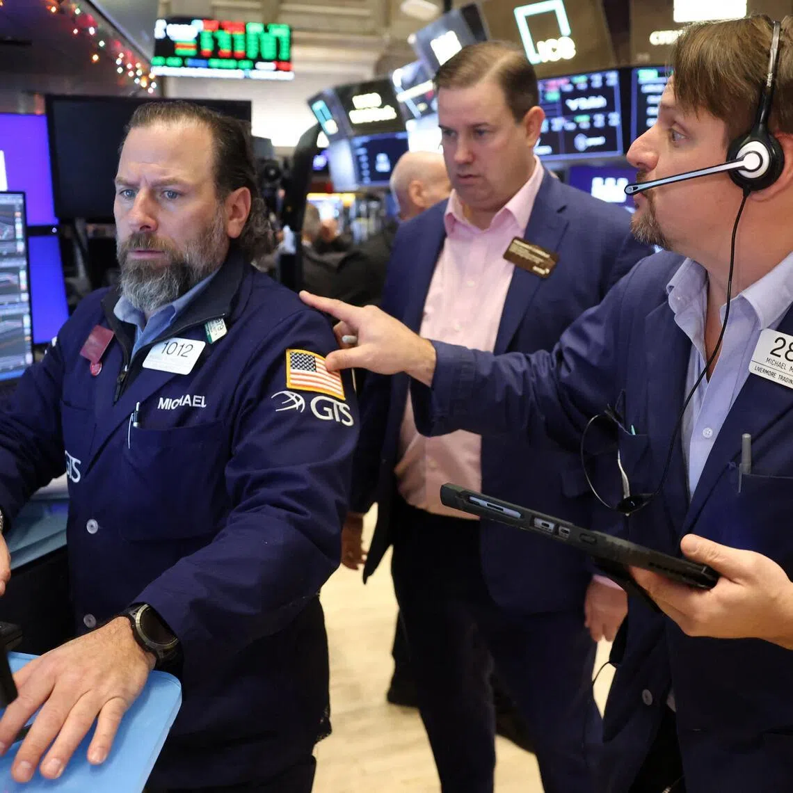 Traders working on the floor of the New York Stock Exchange, in New York City, on Jan 6.