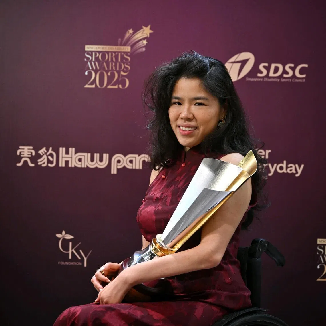 Singapore Disability Sports Award 2025, Sportswoman of the Year, Yip Pin Xiu, Paralympic athlete, at Paradox Singapore, on Nov 20, 2025.