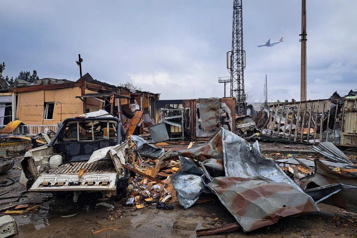 Debris lie at the site of a drug rehabilitation center destroyed in what the Taliban said was a Pakistani air strike in Kabul, Afghanistan, March 18, 2026. Picture taken with a mobile phone. REUTERS/Yunus Yawar