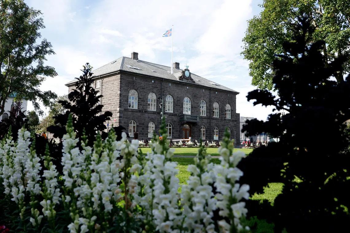 FILE PHOTO: Parliament House, which houses the Althingi, the national parliament of Iceland, is seen in Reykjavik, Iceland, September 3, 2020. REUTERS/John Sibley/File Photo