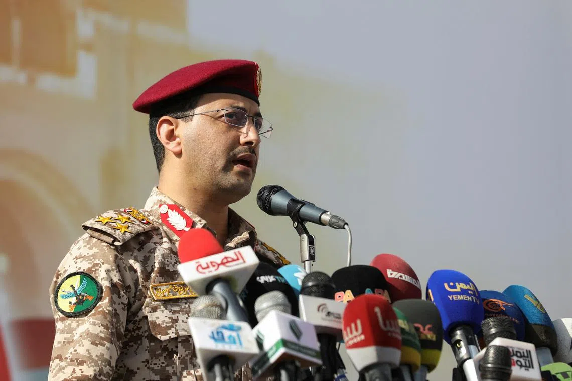 Houthi military spokesman, Yahya Sarea, delivers a statement during a pro-Palestinian rally in Sanaa, Yemen May 3, 2024. REUTERS/Khaled Abdullah/ File Photo