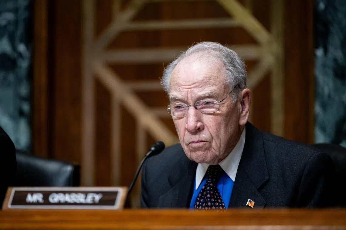 Senator Chuck Grassley, a Republican from Iowa, during a Senate Finance Committee confirmation hearing in Washington on March 25. 