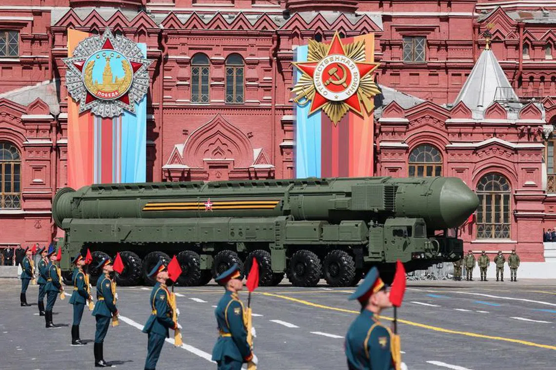 A Russian Yars intercontinental ballistic missile system drives in Red Square during a military parade on Victory Day, which marks the 78th anniversary of the victory over Nazi Germany in World War Two, in central Moscow, Russia May 9, 2023. Sputnik/Gavriil Grigorov/Pool via REUTERS/File Photo