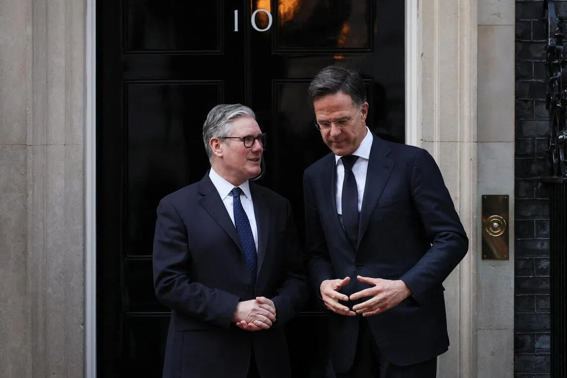 British Prime Minister Keir Starmer (left) talking to visiting NATO Secretary-General Mark Rutte at 10 Downing Street in London, in March 2026. Britain’s defence investment plan had been due in 2025.