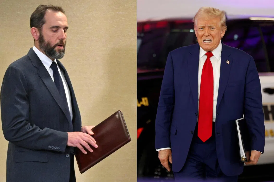 Former US president Donald Trump, who has threatened to prosecute his perceived political enemies if re-elected, was asked if he would pardon himself or dismiss Mr Jack Smith on his first day back in the White House.